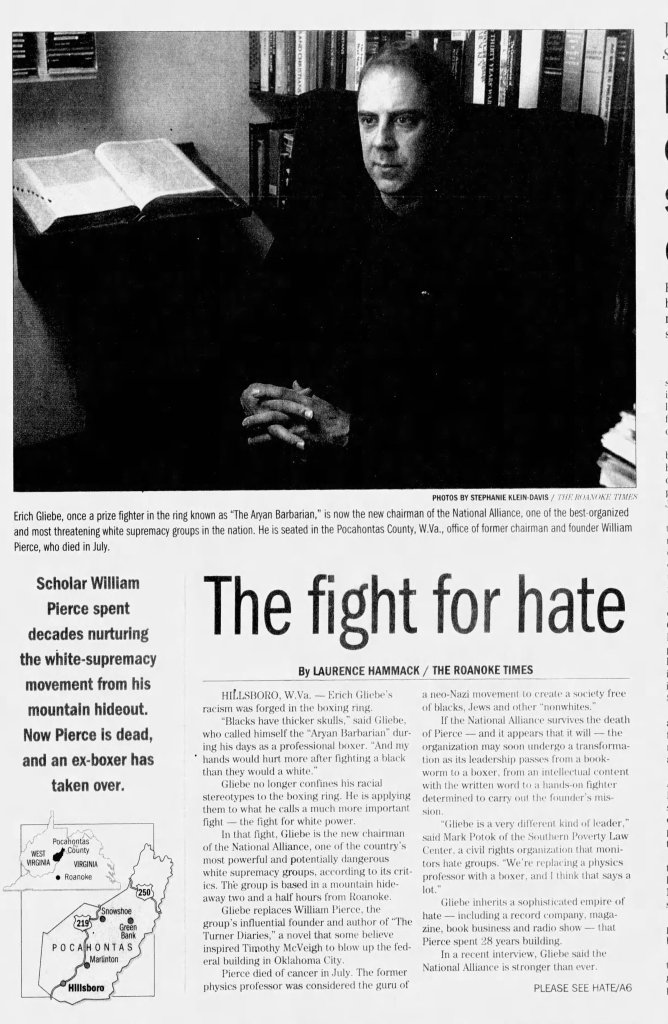 The fight for hate
The Roanoke Times
Roanoke, Virginia · Sunday, November 10, 2002
